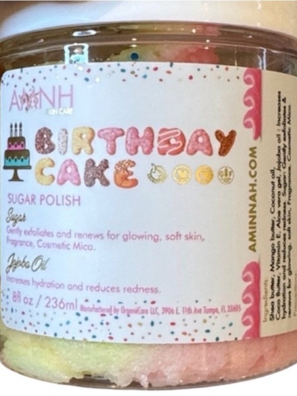 Aminnah Birthday Cake Sugar Polish – Pink Multi-Color Exfoliant